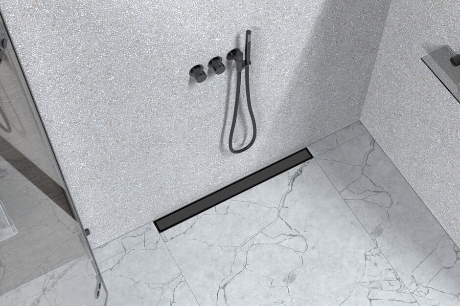 TECEdrainline schwarz matt Badmilieu